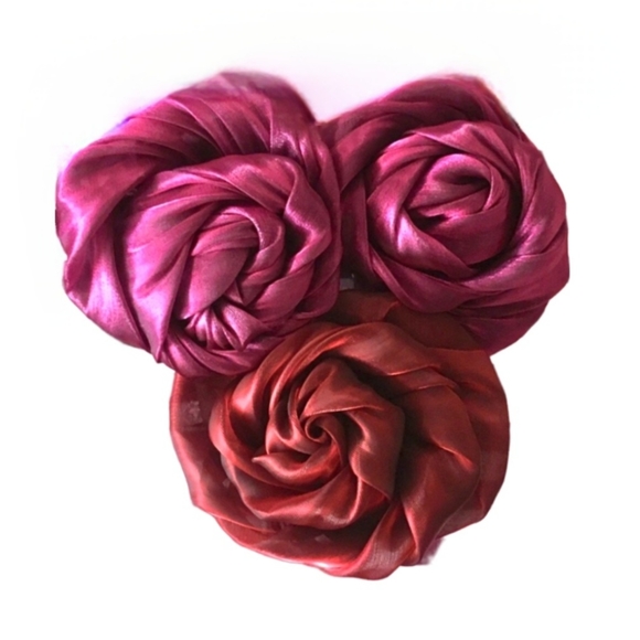 LANE BRYANT 2 in 1 Hair Clip Pin Satin Rose Flower Floral Styling Purple Fuschia - Picture 2 of 7